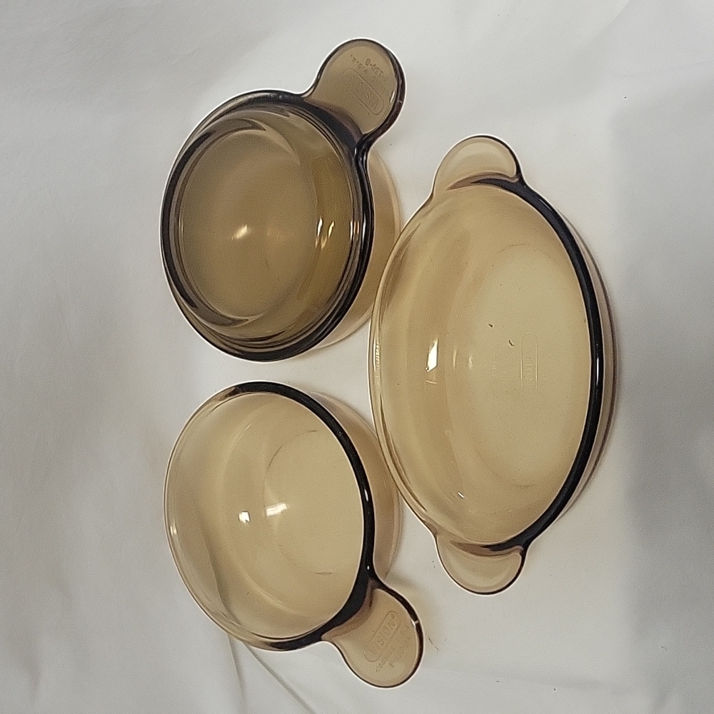 Visions Amber Glass V-14-B, V-150-B, V-150-C by Corningware